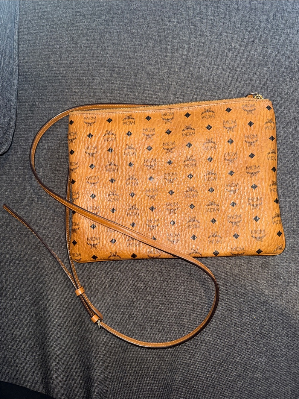 MCM Cognac Visetos Monogram Crossbody Pouch or clutch